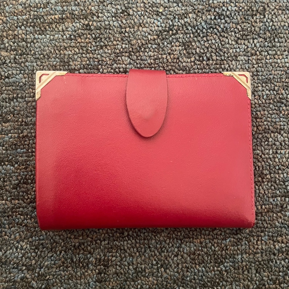 Genuine leather burgundy red wallet
